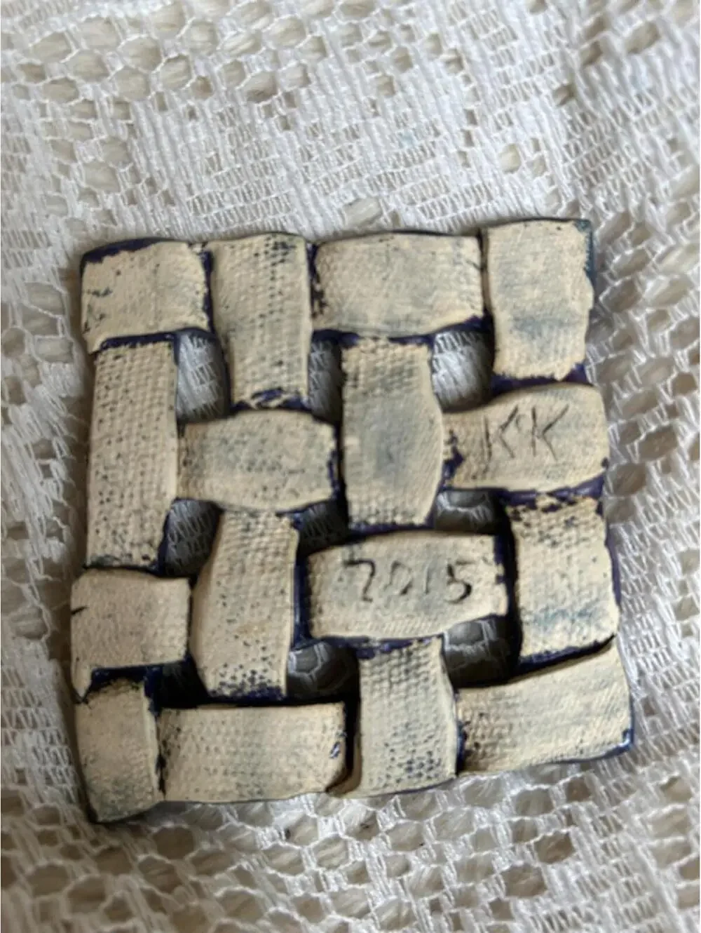 Handmade Ceramic Woven Square Trivet
